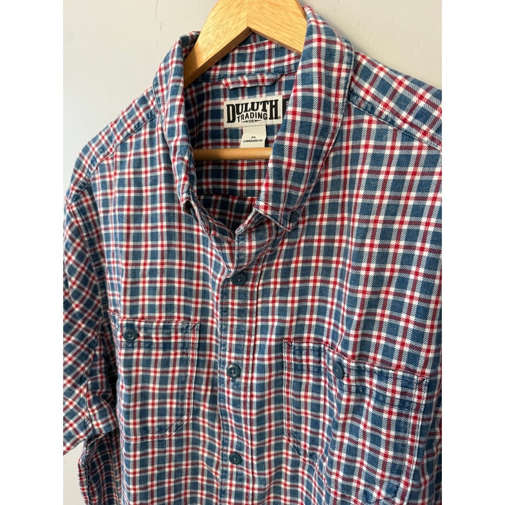 Duluth Trading Co. XL Flannel Short Sleeve Button‎ Down Plaid Untucked Shirt